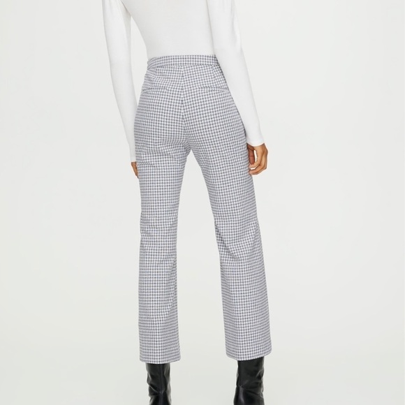 ARITZIA WILFRED KICK FLARE PANT IN GINGHAM BLACK AND WHITE Size 0 - Picture 2 of 13